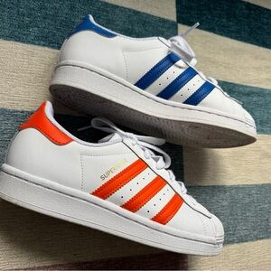 Adidas White, Orange and Blue Sneakers